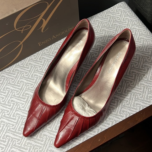 Enzo Angiolini Dark red heels 10 M - Picture 2 of 5